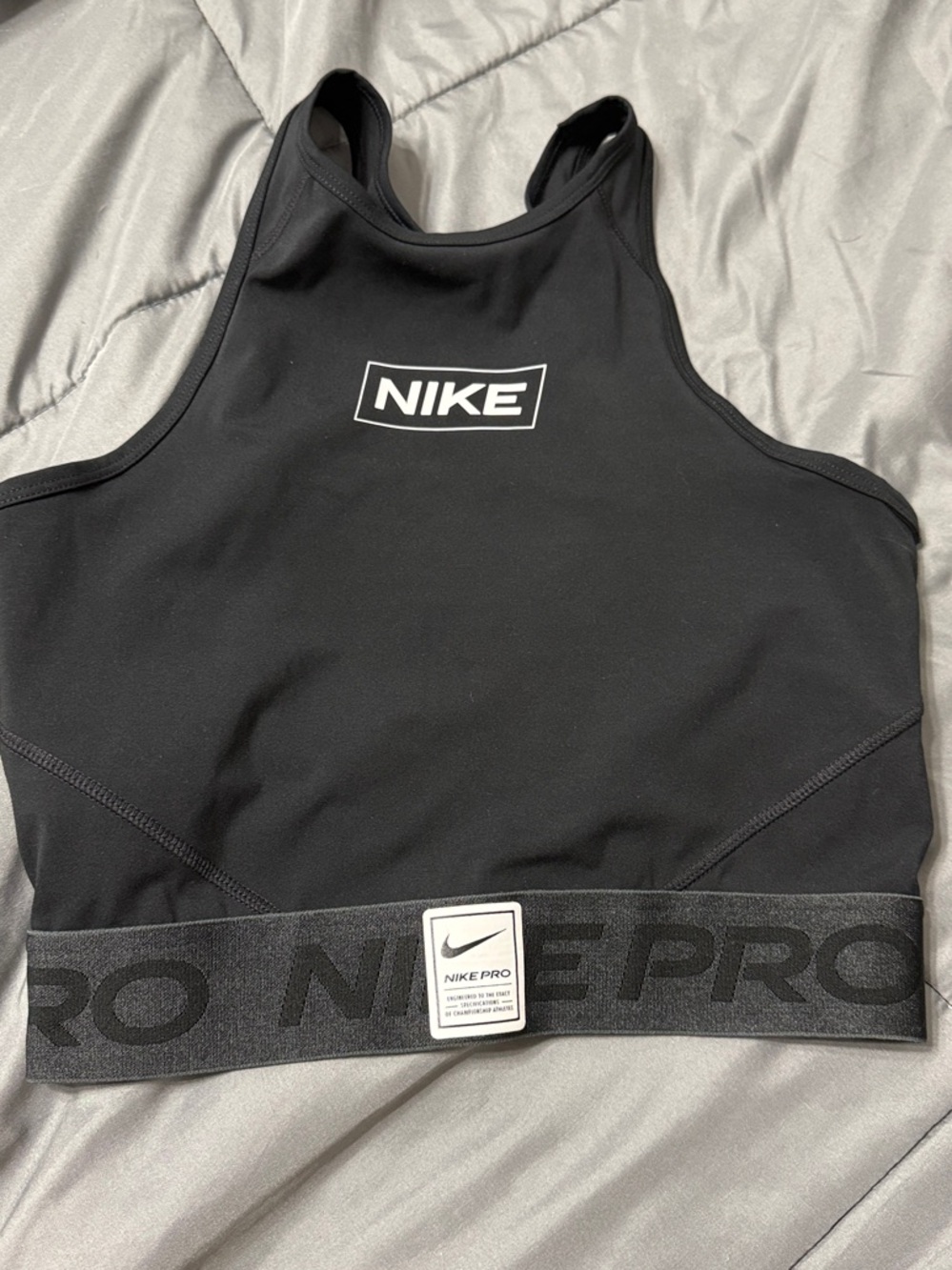Nike Black High-Neck Pro Crop Tank